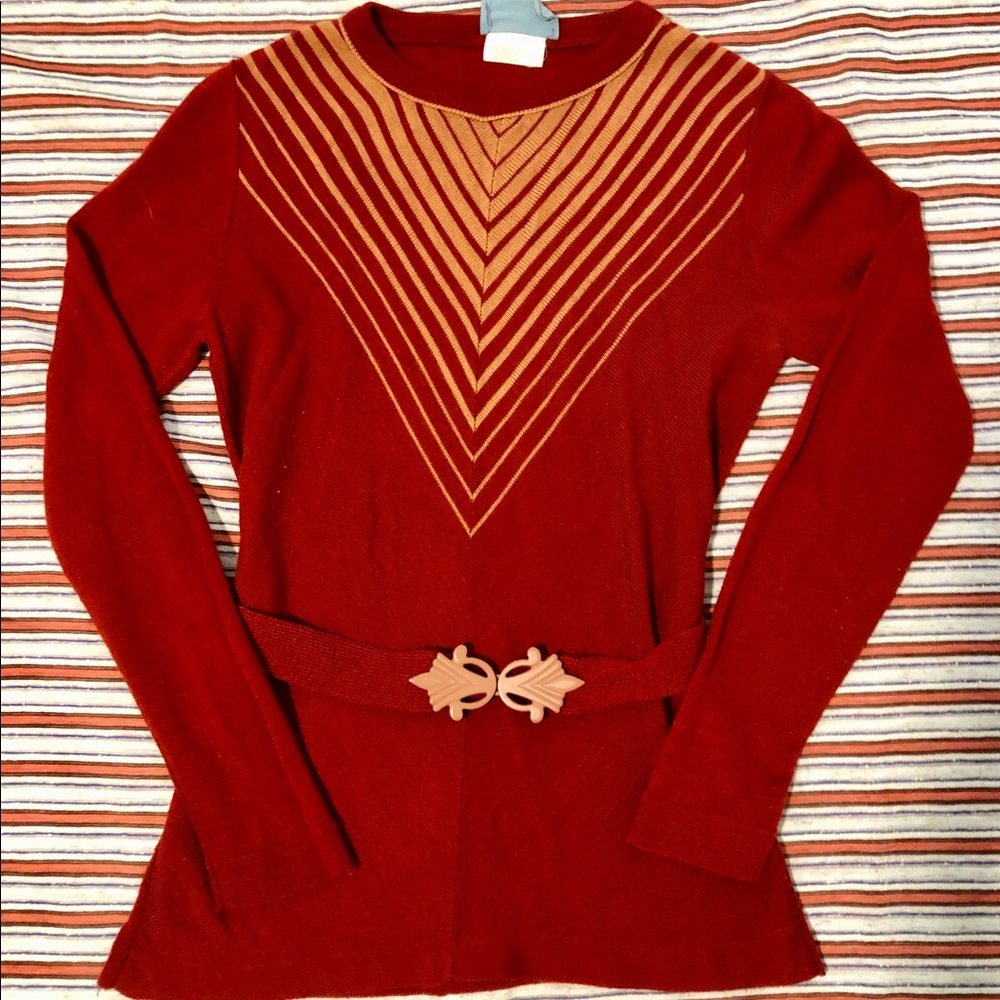 Knit belted blouse vintage 70’s